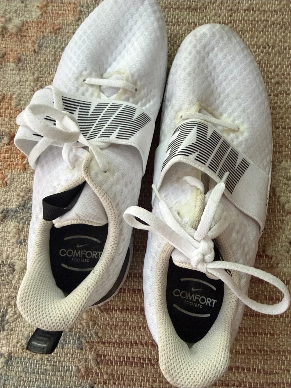 Nike TR 9 White Athletic Sneakers with Black Strap Detail